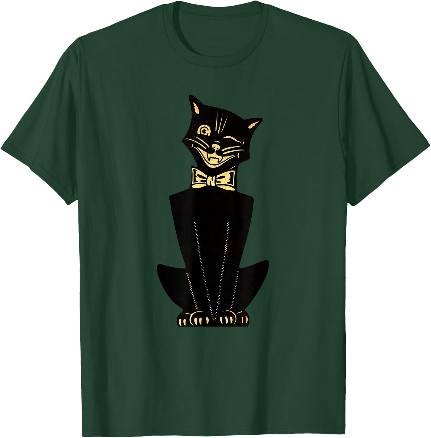 Men's Women's Vintage Halloween Cartoon Cat T-Shirt - T-Shirt | Forest