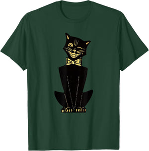 Men's Women's Vintage Halloween Cartoon Cat T-Shirt - T-Shirt | Forest