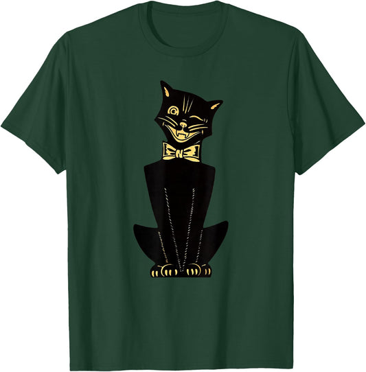 Men's Women's Vintage Halloween Cartoon Cat T-Shirt - T-Shirt | Forest