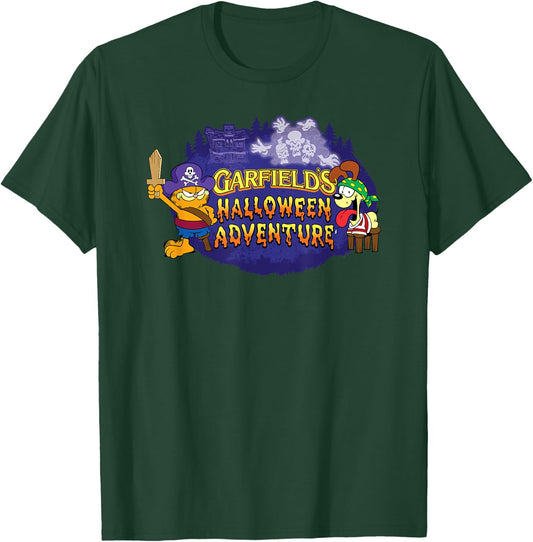 Garfield Halloween Adventure Pirate Cat and Dog Cartoon T-Shirt - T-Shirt | Forest