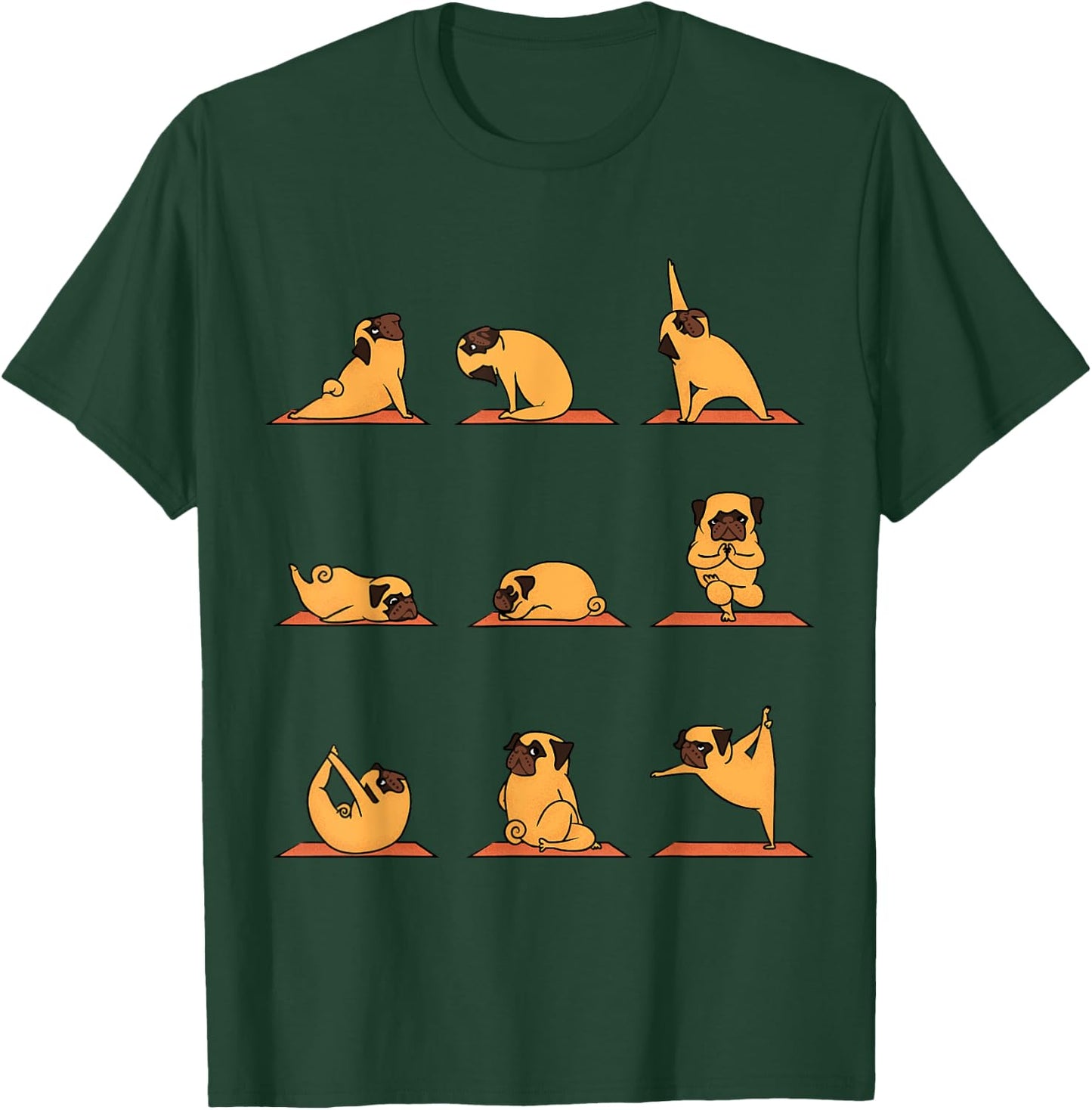 Yoga Puppy Yoga Pug Poses and Meditation Funny Pug Gift T-Shirt - T-Shirt | Forest