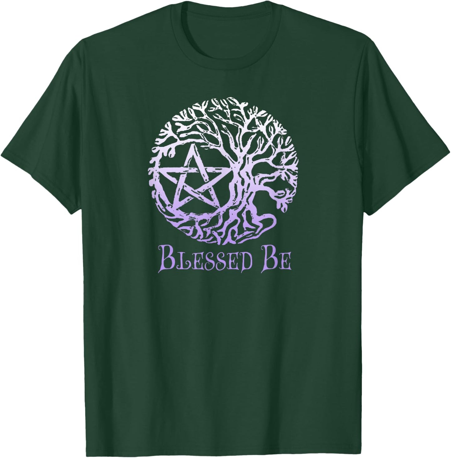 Wiccan and Pagan , Tree of Life Pentacle, Blessed Be T-Shirt - T-Shirt | Forest