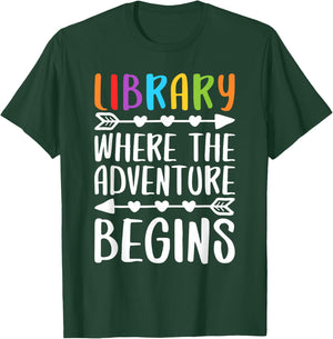 Library Where The Adventure Begins Shirt Literacy Lover T-Shirt - T-Shirt | Forest