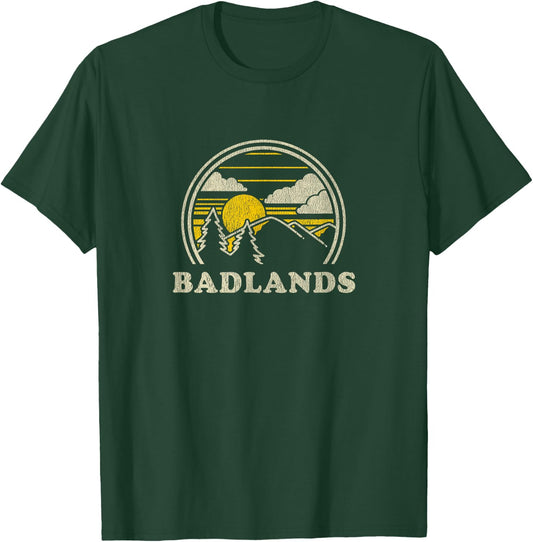 Badlands South Dakota SD T Shirt Vintage Hiking Mountains T-Shirt - T-Shirt | Forest