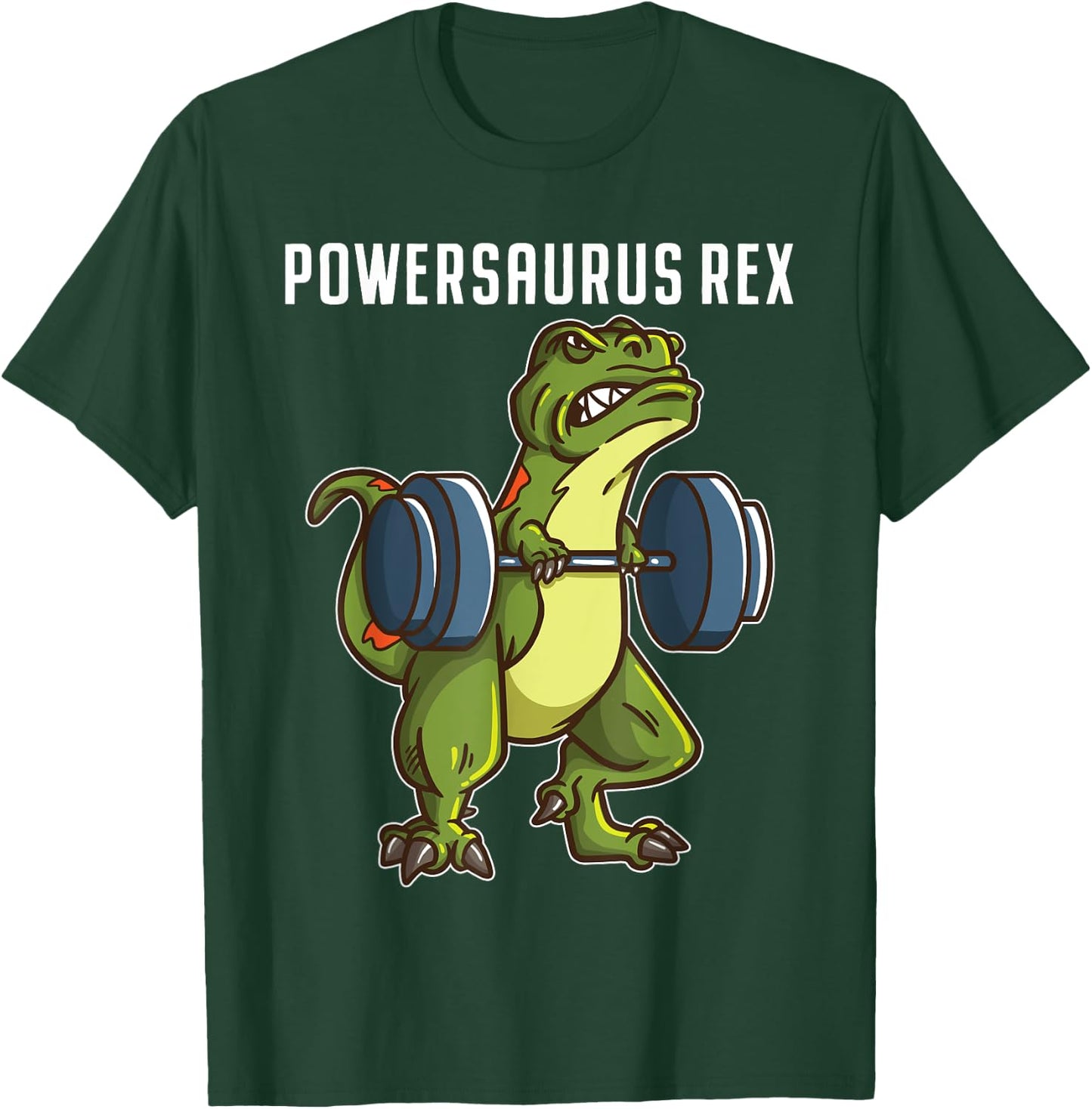 I Love Dinosaur and Fitness Co. Funny T Rex Powerlifting Weightlifting Gym Workout Boys Gift T-Shirt - T-Shirt | Forest