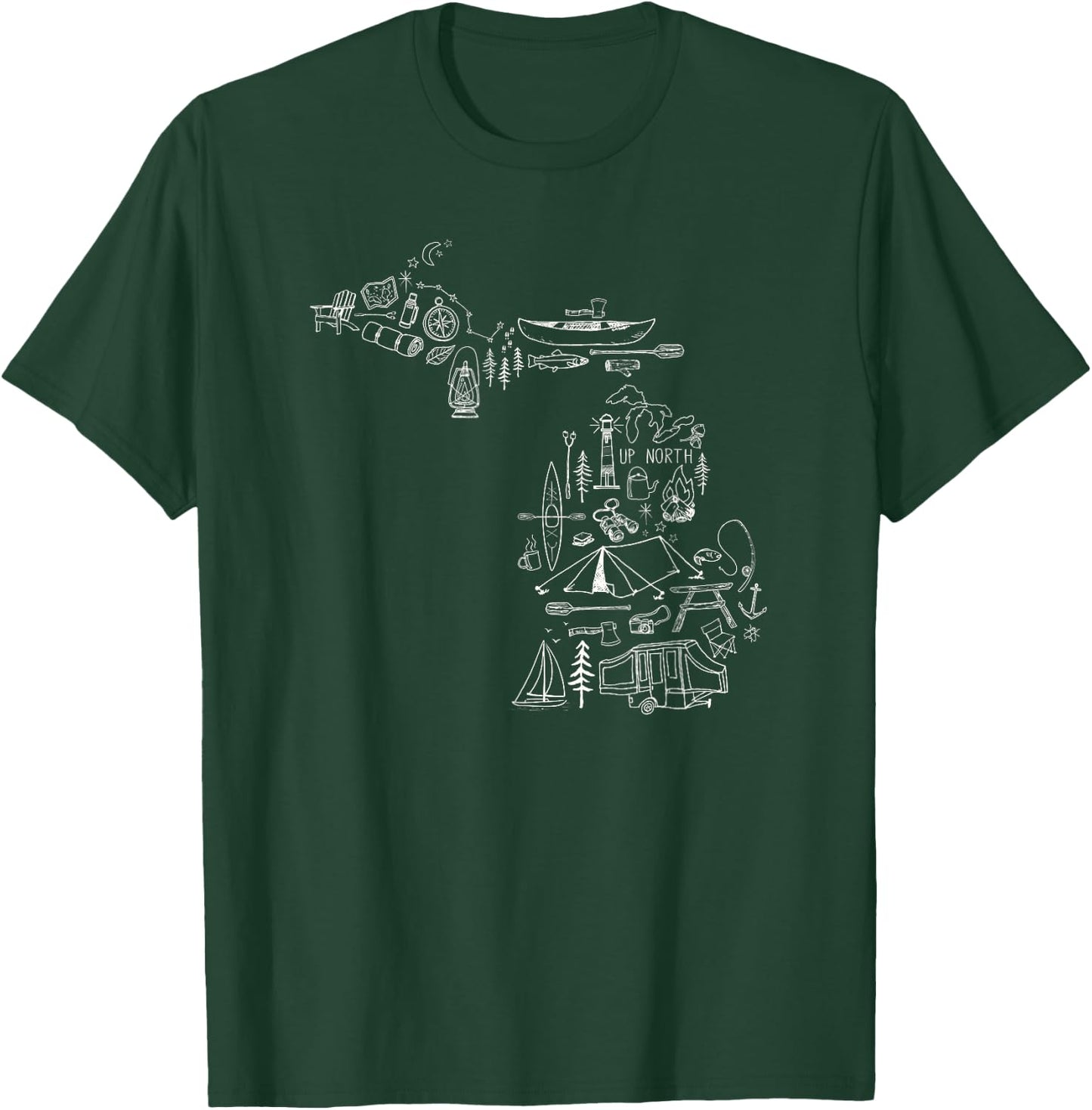 Michigan Up North Camping Nature Lake Life Collage T Shirt T-Shirt - T-Shirt | Forest
