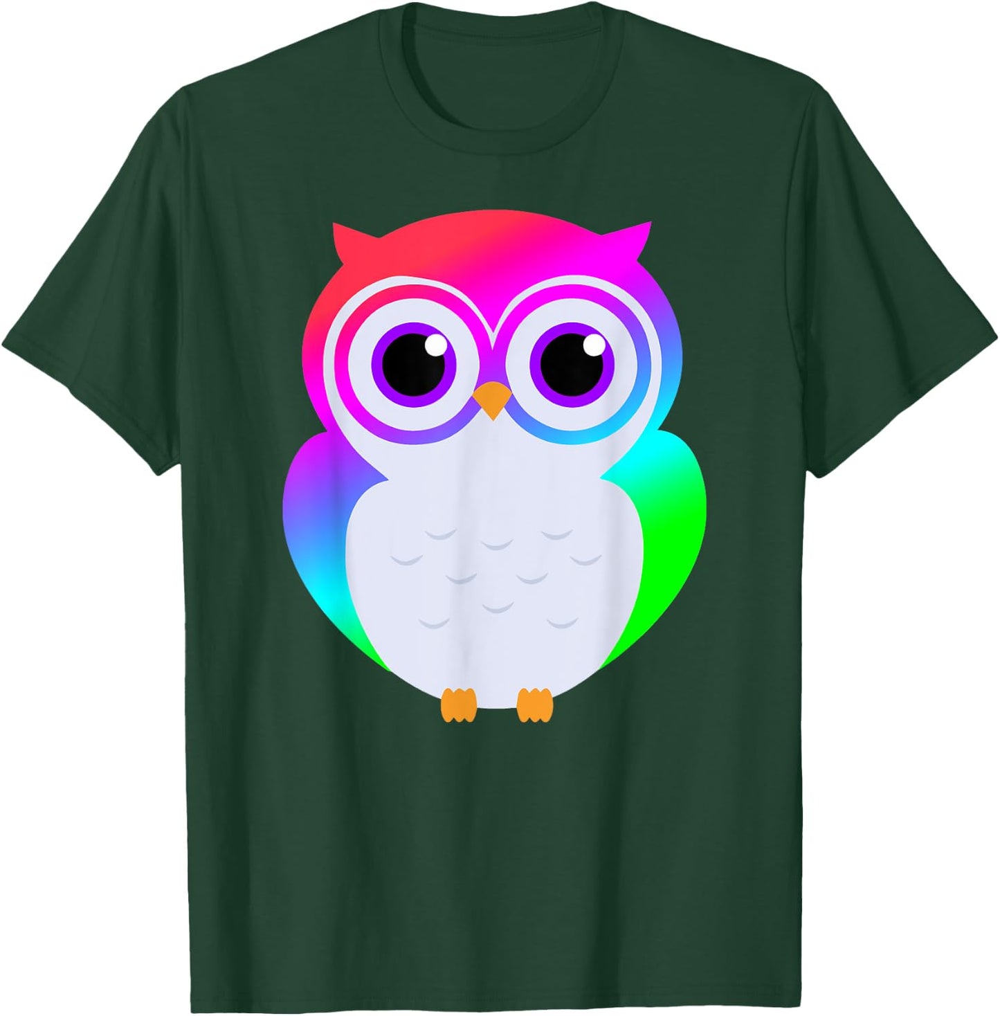 Electric Neon Rainbow Owl Rave Fashion T-Shirt - T-Shirt | Forest