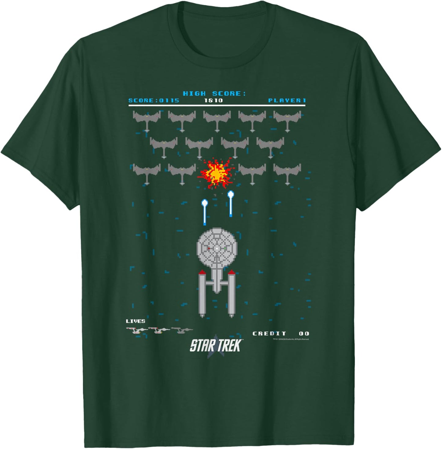 Star Trek: The Original Series Pixel Space Battle T-Shirt - T-Shirt | Forest