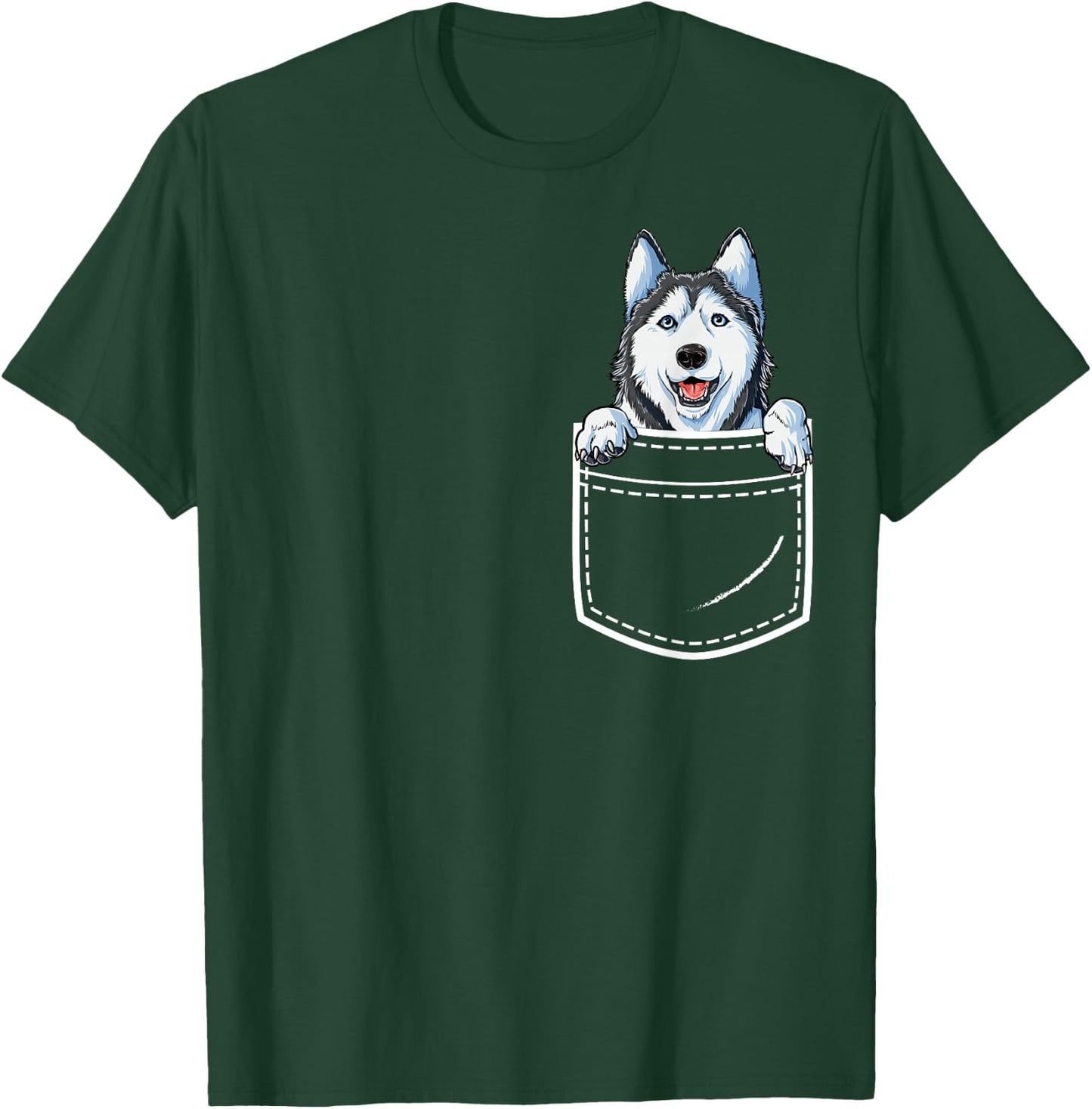 Siberian Husky in Your Front Pocket T Shirt Dog Lover Gifts T-Shirt - T-Shirt | Forest