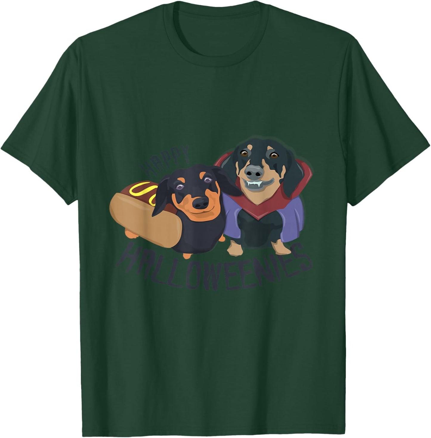 Happy Halloweenies Halloween Dachshund Weiner Dogs T-Shirt - T-Shirt | Forest