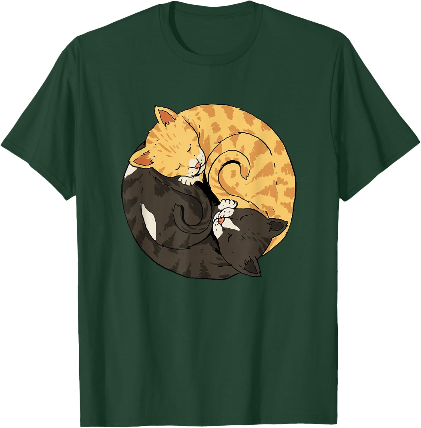 Yin and Yang Cats Yoga Zen Cats Ying Yang Meditation T-Shirt - T-Shirt | Forest
