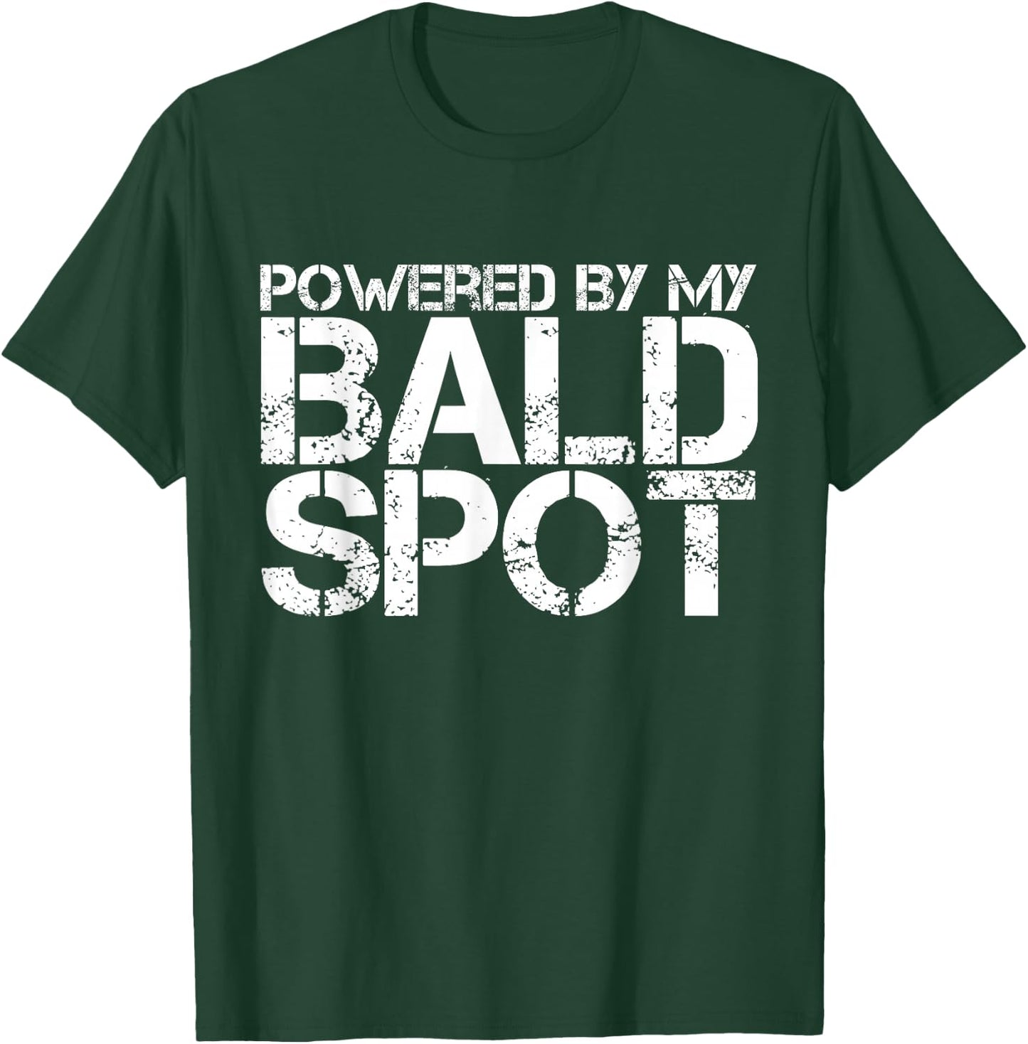 Gag Gift Bald Man Funny Hair Loss Shirt Powered T-Shirt - T-Shirt | Forest