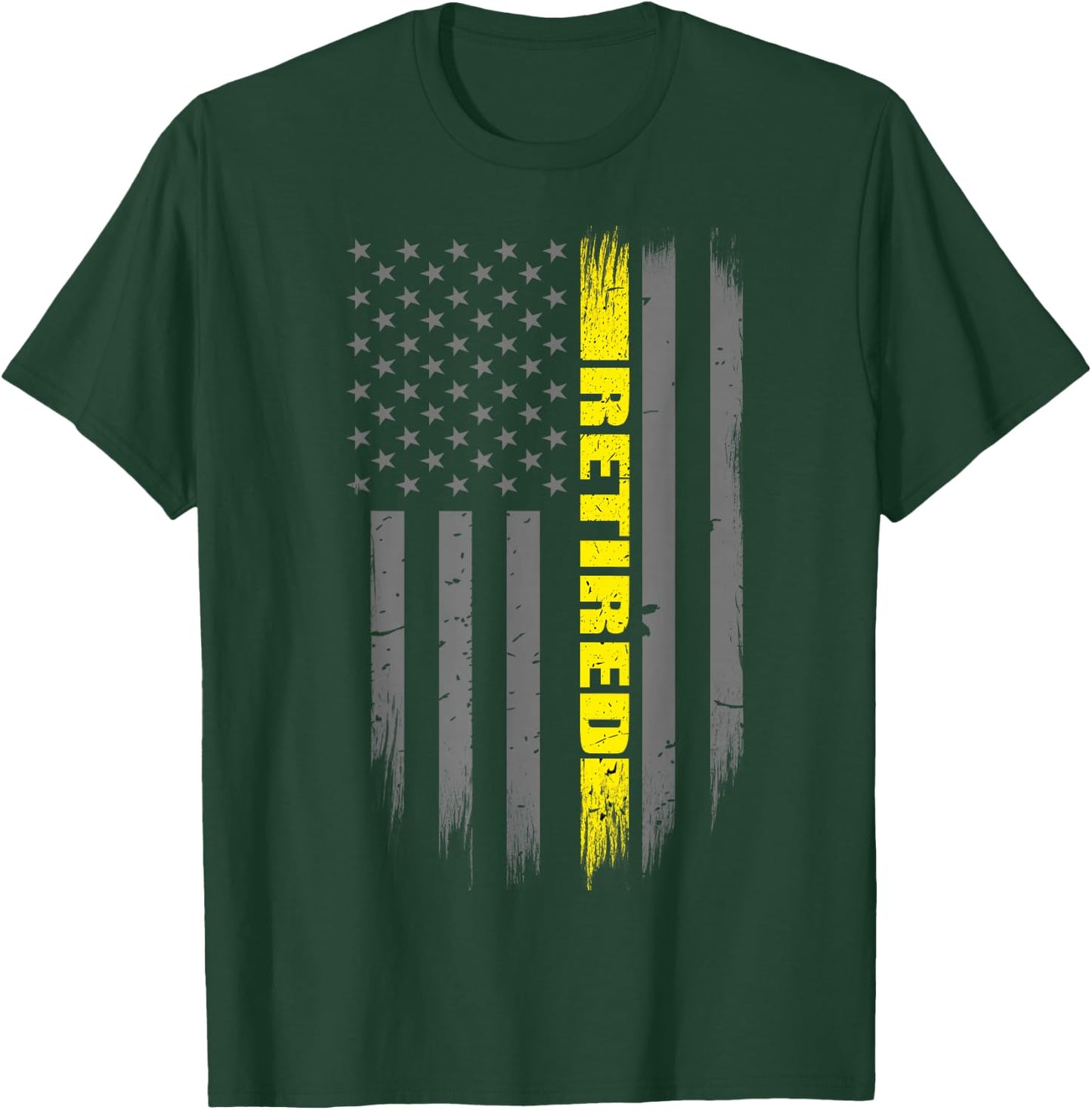 Retired 911 Dispatcher Gift - Thin Gold Line Flag T-Shirt - T-Shirt | Forest