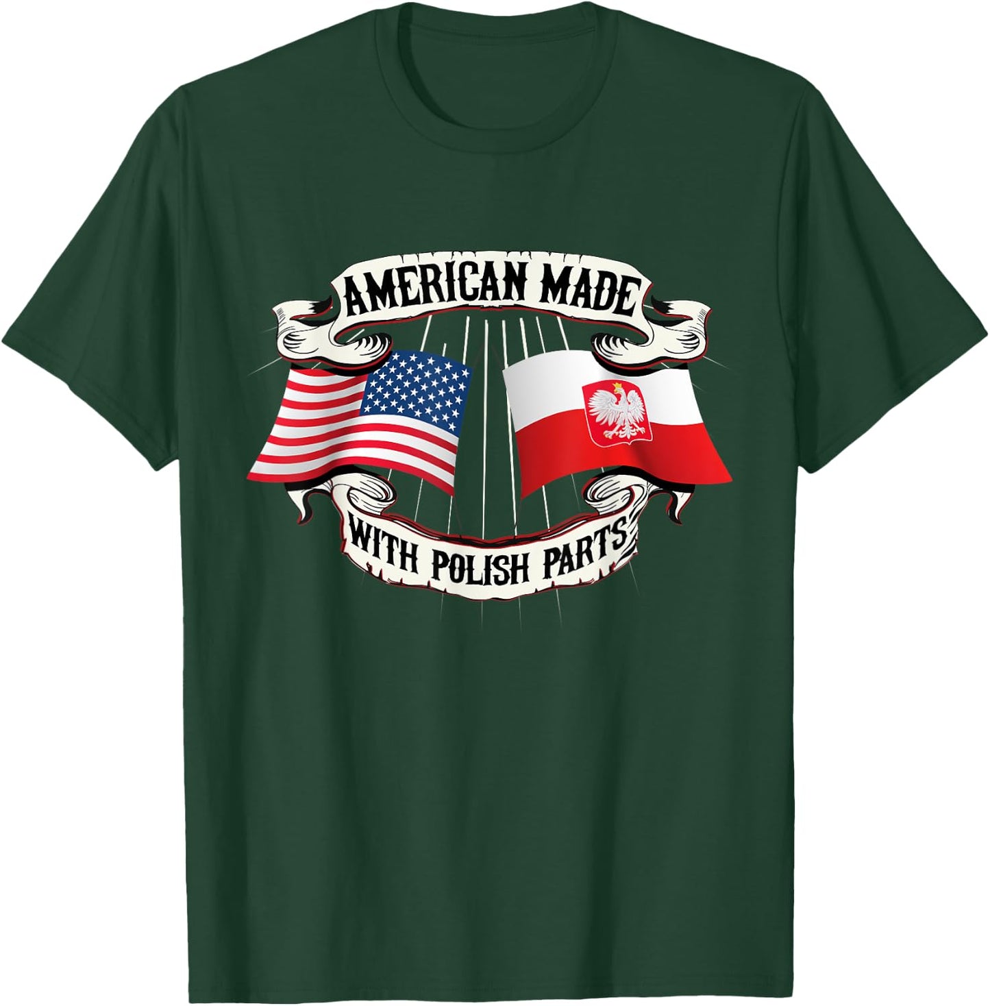 American Made Polish Parts Solidarity Poland Flag Polska T-Shirt - T-Shirt | Forest