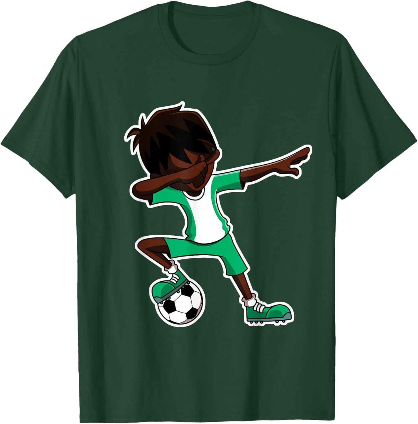 Dabbing Soccer Boy Nigeria Shirt, Nigerian Flag Jersey, Dab T-Shirt - T-Shirt | Forest