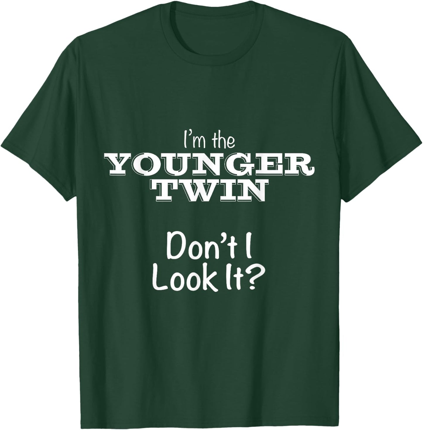 Shirts for Twins Gift Twin for Adults Teens or Kids - Younger Twin - Black - Small - Short Sleeve - Fitted - Cotton 90%, Polyester 10% T-Shirt - T-Shirt | Forest