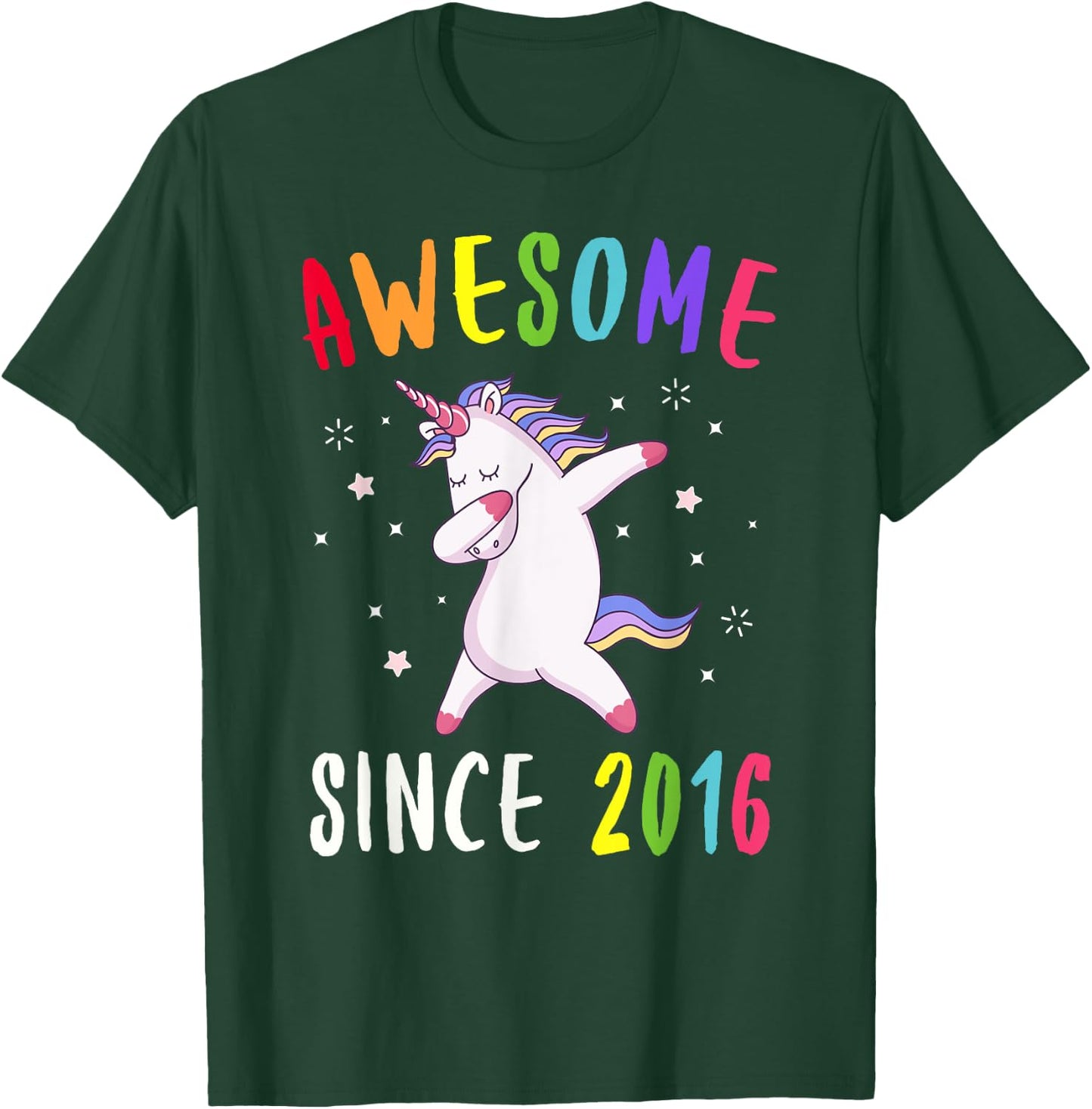 Awesome Since 2016 Dabbing Unicorn T-Shirt - T-Shirt | Forest