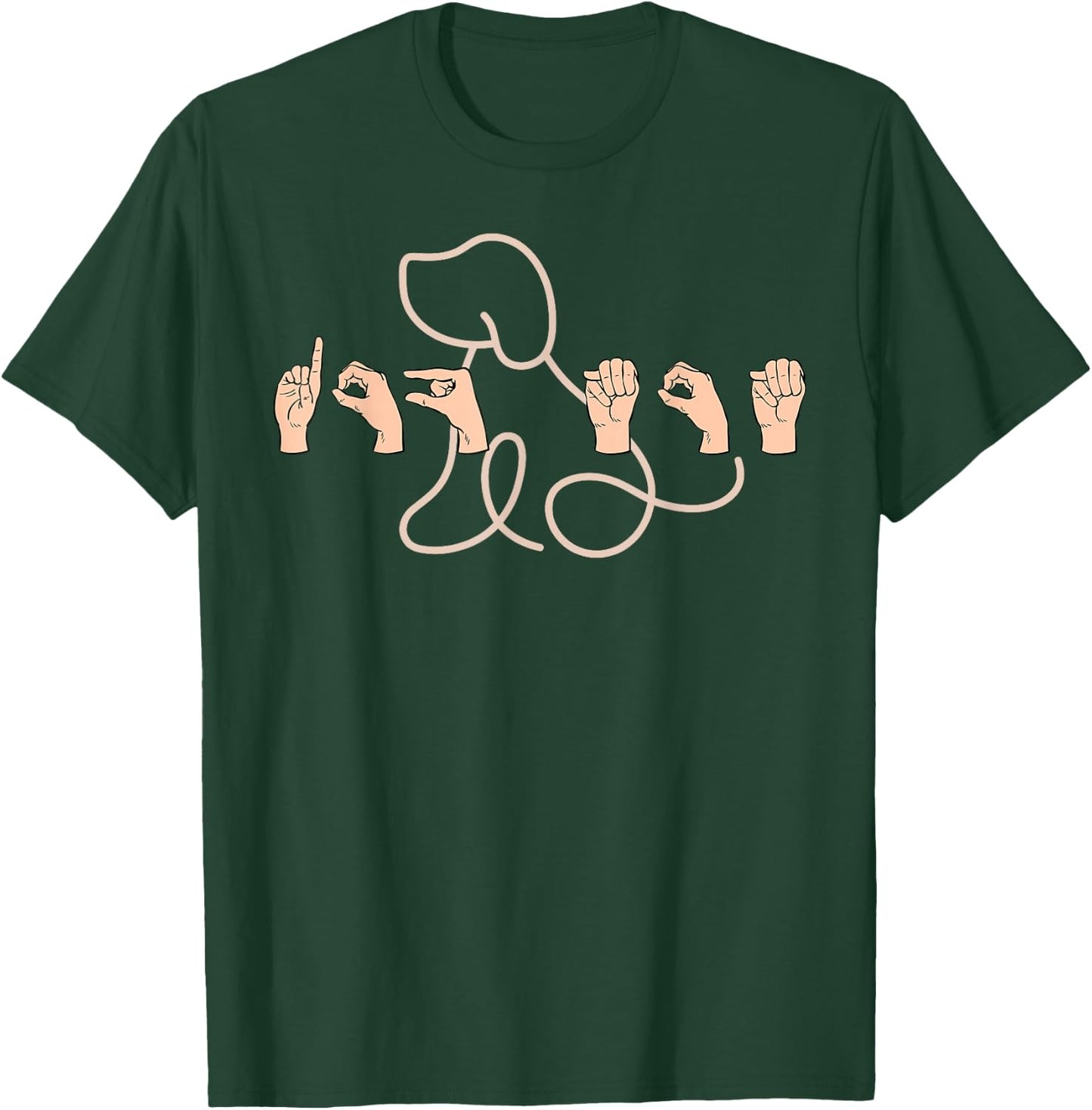 ASL Dog Mom American Sign Language Deaf ASL Teacher T-Shirt - T-Shirt | Forest