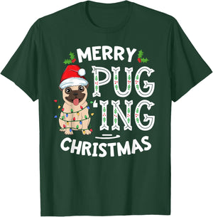 Merry Pugging Christmas Dog Santa Pug Xmas Boys Pugmas T-Shirt - T-Shirt | Forest
