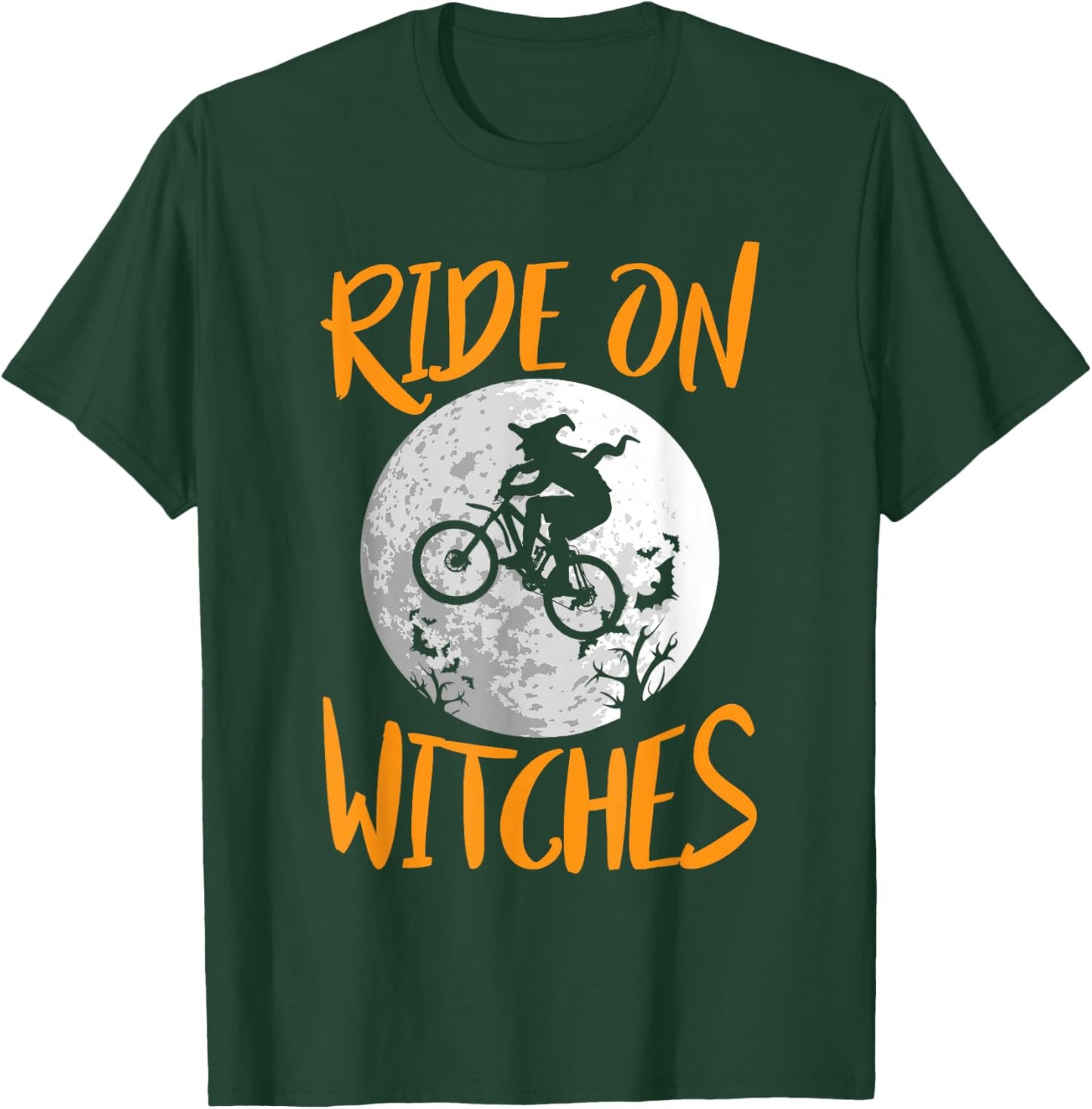 Funny Halloween Full Moon Ride On Witches Cycling Bike Shirt T-Shirt - T-Shirt | Forest