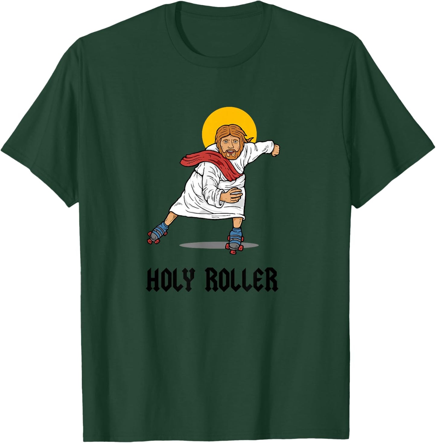 Holy Roller - Jesus Roller Skates Skating T-Shirt - T-Shirt | Forest