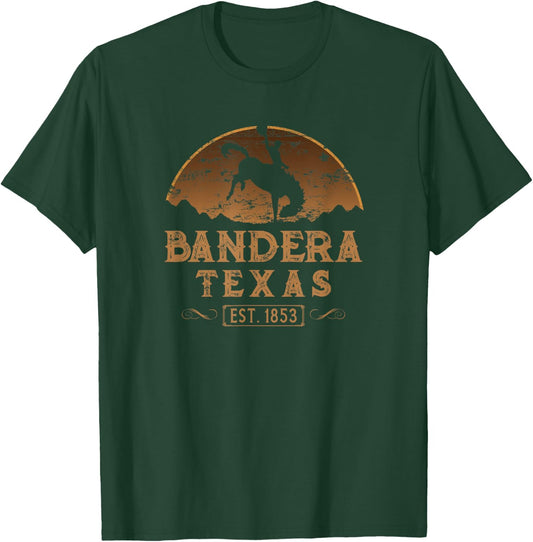 Bandera Texas TX Rodeo Cowboy T-Shirt - T-Shirt | Forest