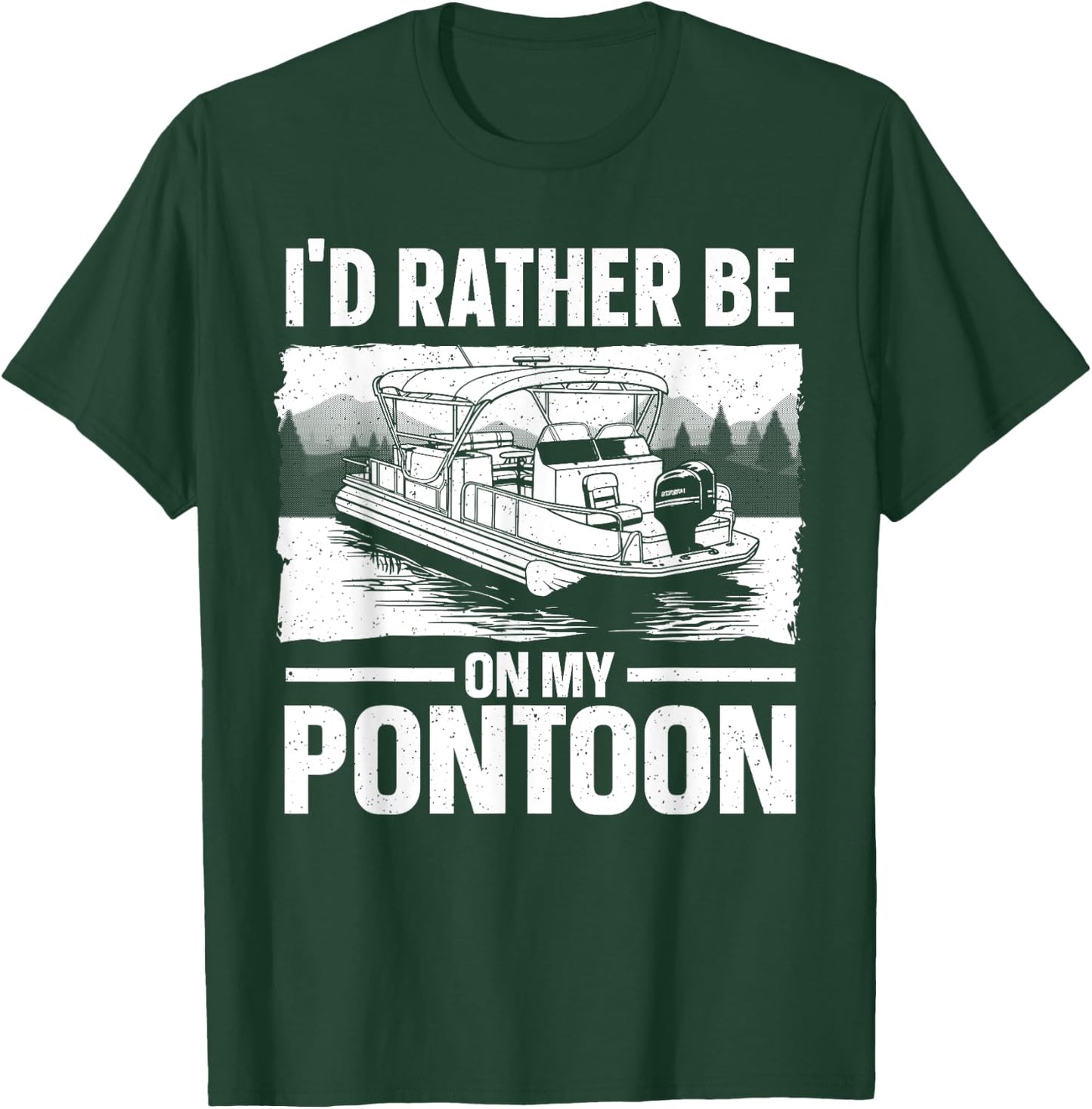 Pontoon Boat Art Women Lake Pontoon Boat Captain T-Shirt - T-Shirt | Forest