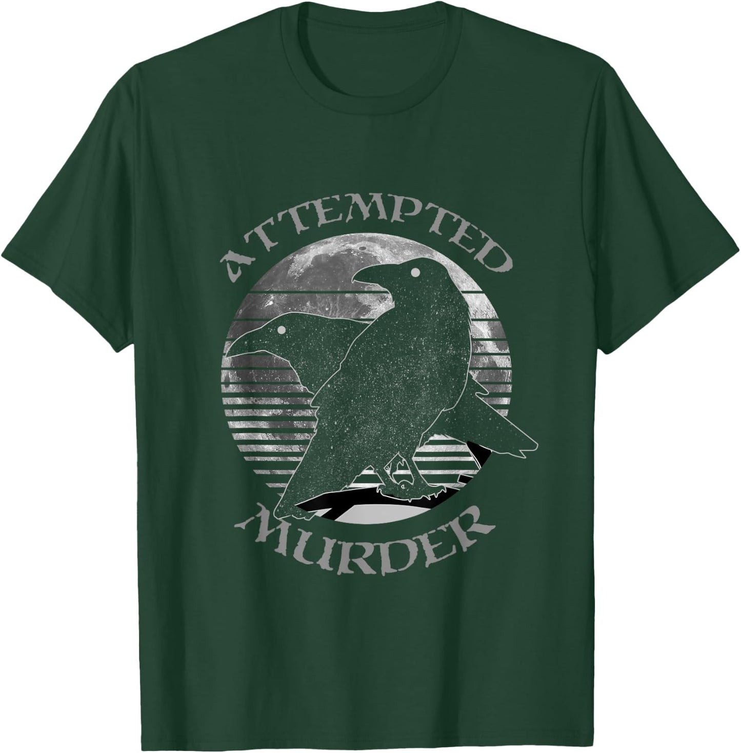 Raven Crow Retro Moon Attempted Murder Wiccan Pagan Gift T-Shirt - T-Shirt | Forest