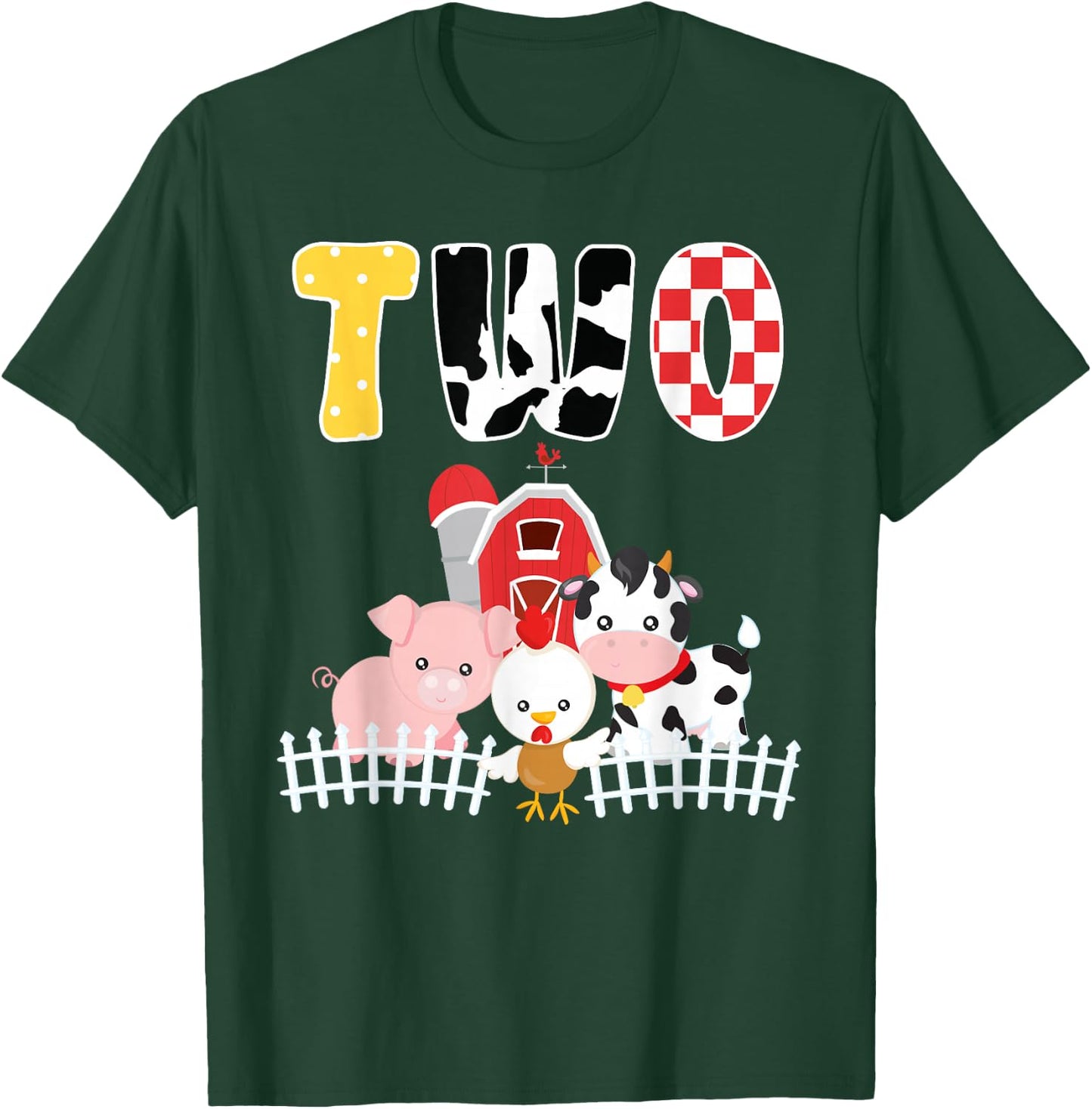 Barnyard Farm Animals 2nd Birthday 2 Year Old Birthday Shirt T-Shirt - T-Shirt | Forest