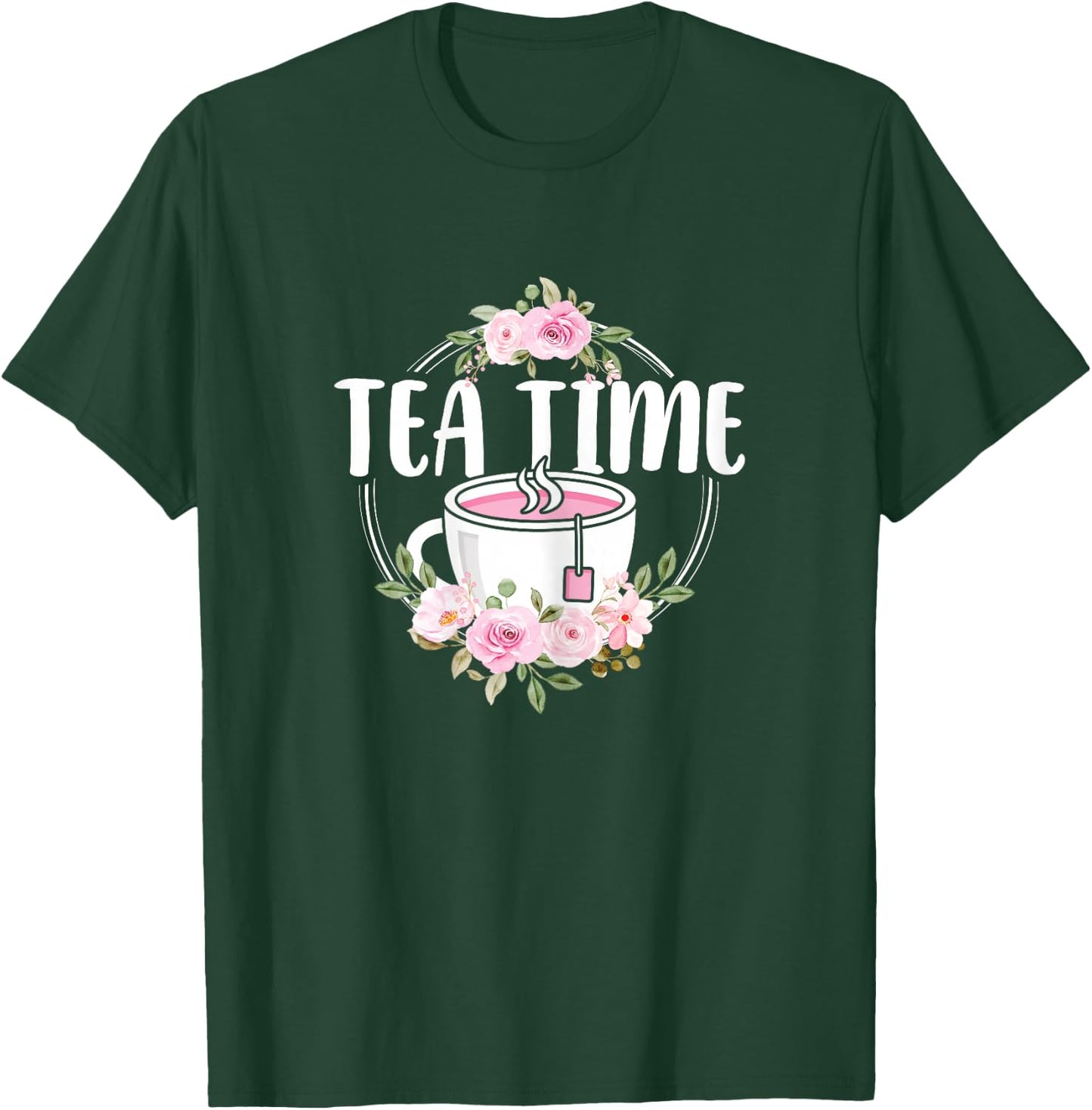 Cute Tea Time Flower Teacup Tea Lover Women Girls T-Shirt - T-Shirt | Forest