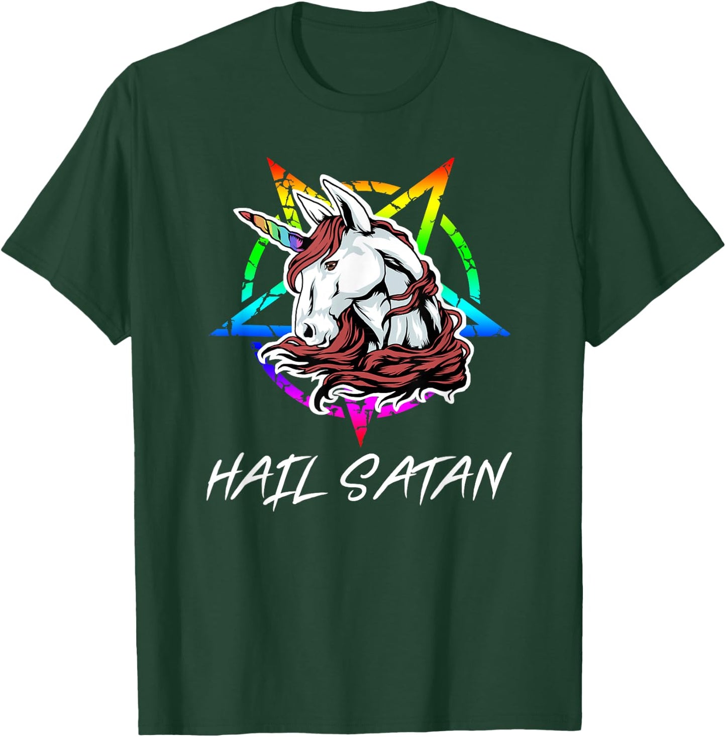 Hail Satan | Funny Unicorn Shirt T-Shirt - T-Shirt | Forest