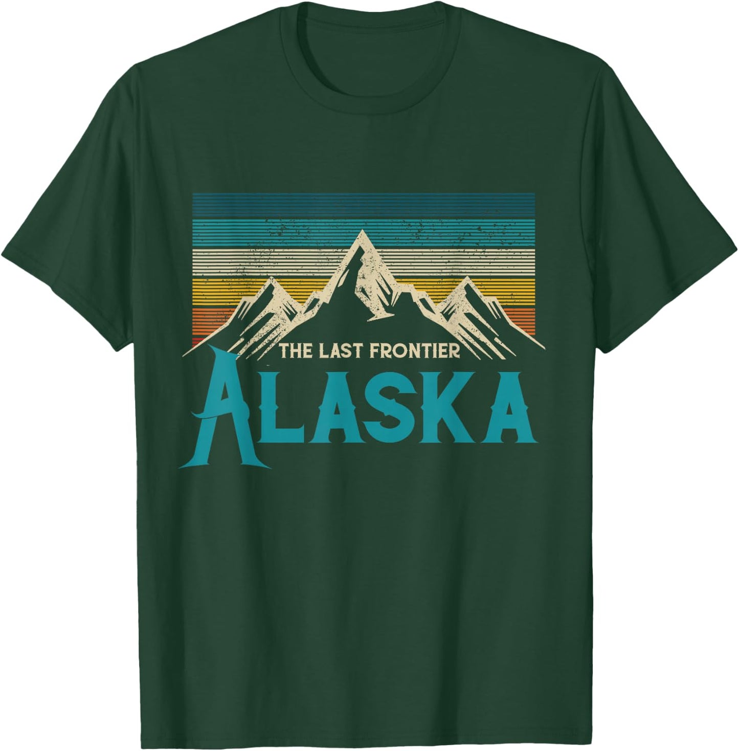 Alaska The Last Frontier Vintage Mountains Nature Gift T-Shirt - T-Shirt | Forest