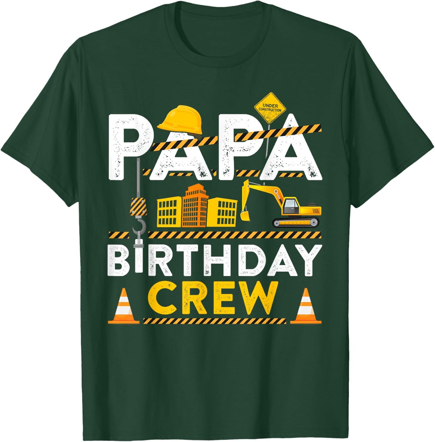 Papa Birthday Crew Construction Birthday Party Gift T-Shirt - T-Shirt | Forest