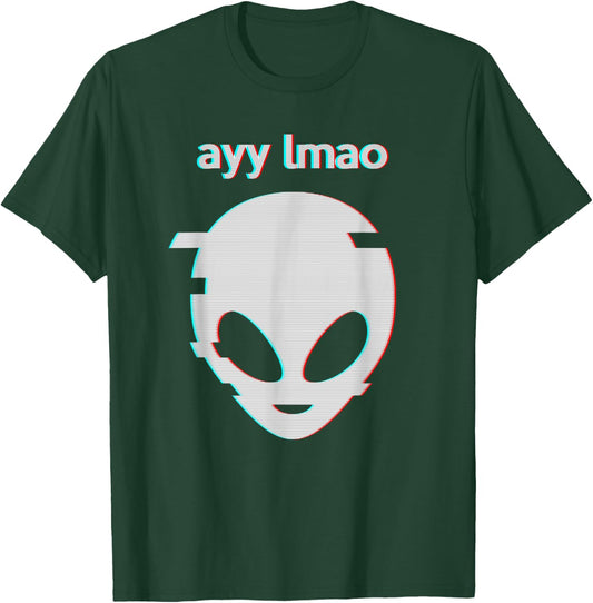 Vaporwave Ayy Lmao Meme Glitch art design Style Alien face T-Shirt - T-Shirt | Forest
