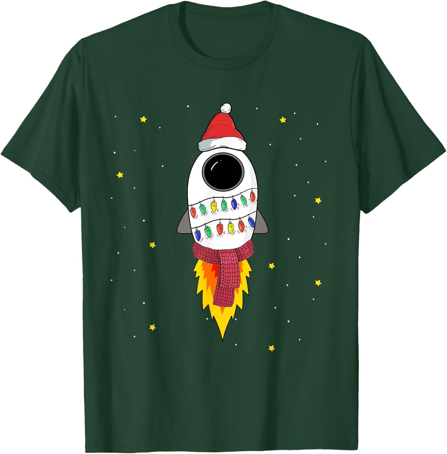 Christmas Space Rocket Pajama Top Santa Space Themed Gift T-Shirt - T-Shirt | Forest