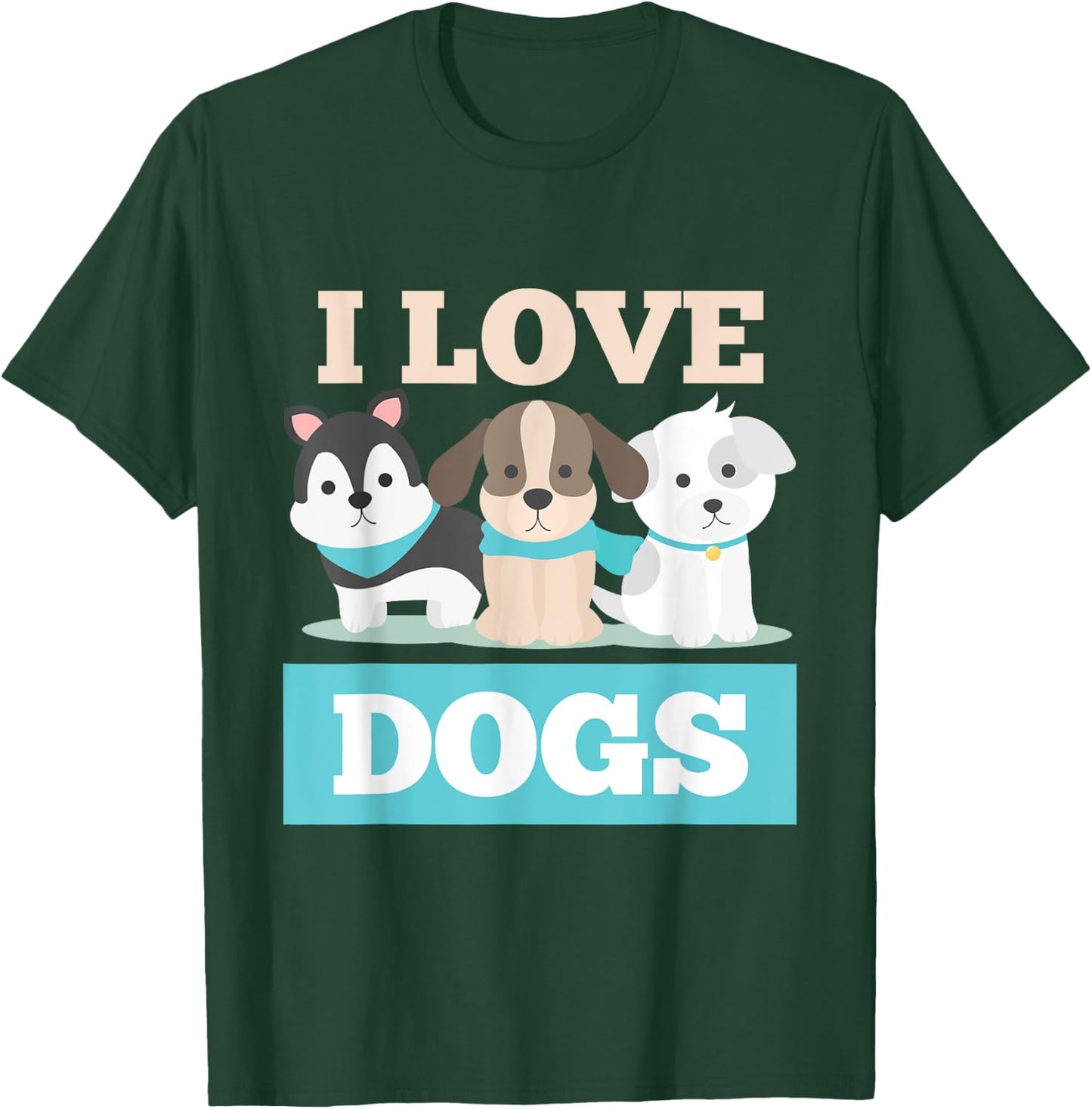 I Love Dogs Paw Print Heart Pet Lover Novelty T-Shirt - T-Shirt | Forest