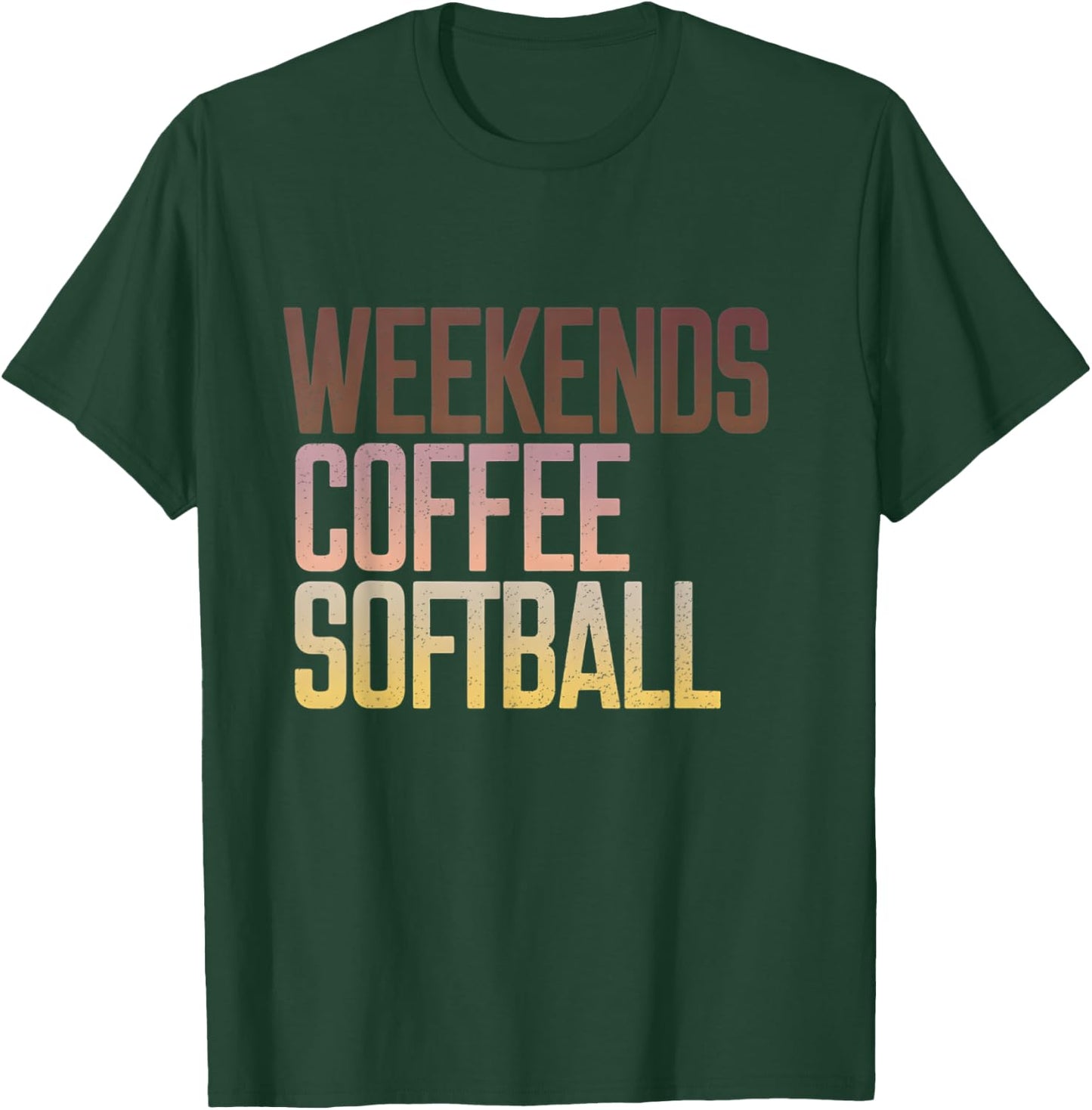 Retro Weekends Coffee And Softball Funny Softball Mama T-Shirt - T-Shirt | Forest