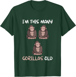 I'm This Many Gorillas Old - Monkey 3rd Birthday 3 Years Old T-Shirt - T-Shirt | Forest