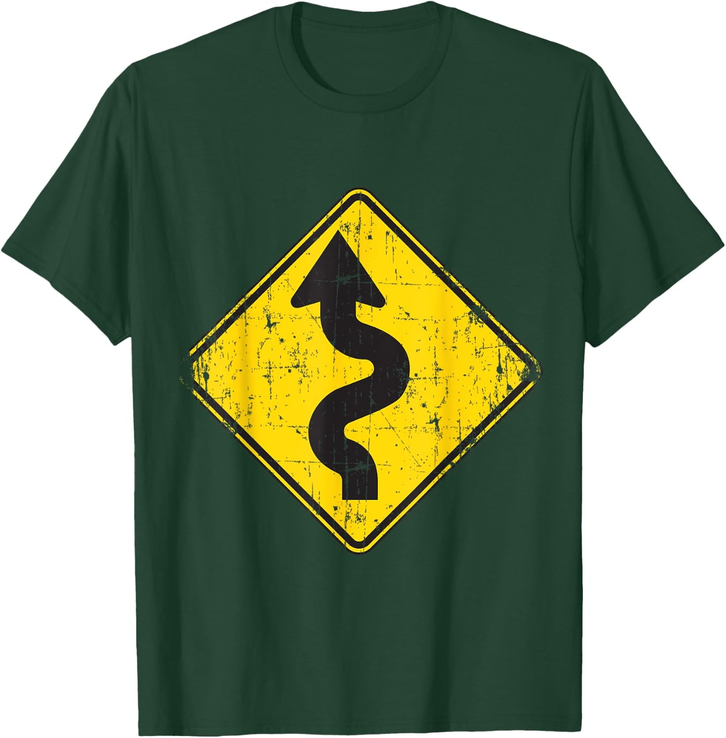 Traffic Street Windy Curve Road Sign T Shirts T-Shirt - T-Shirt | Forest