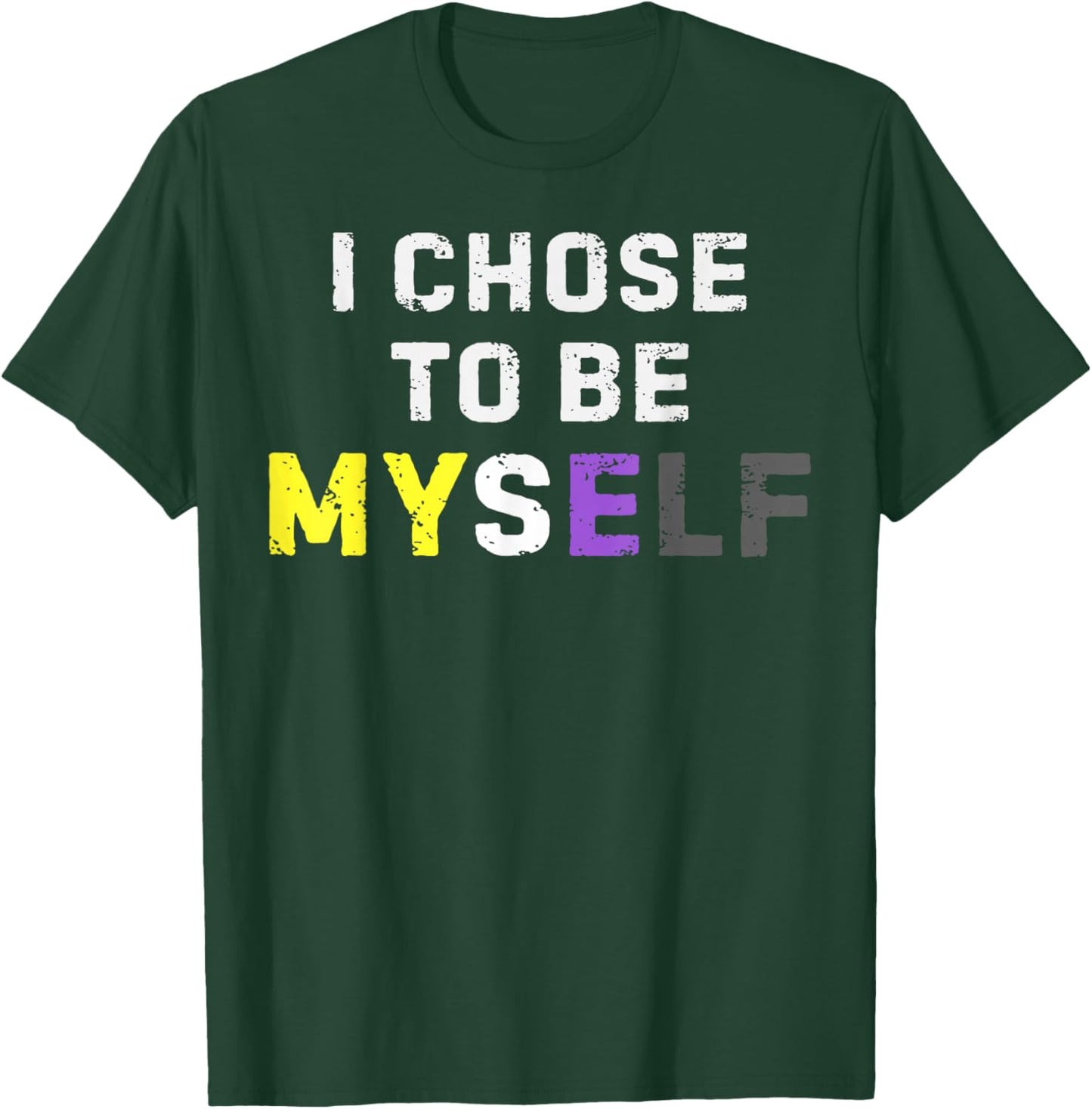 Nonbinary Pride Colors Myself LGBTQ Enby Identity Power T-Shirt - T-Shirt | Forest