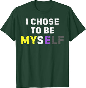 Nonbinary Pride Colors Myself LGBTQ Enby Identity Power T-Shirt - T-Shirt | Forest