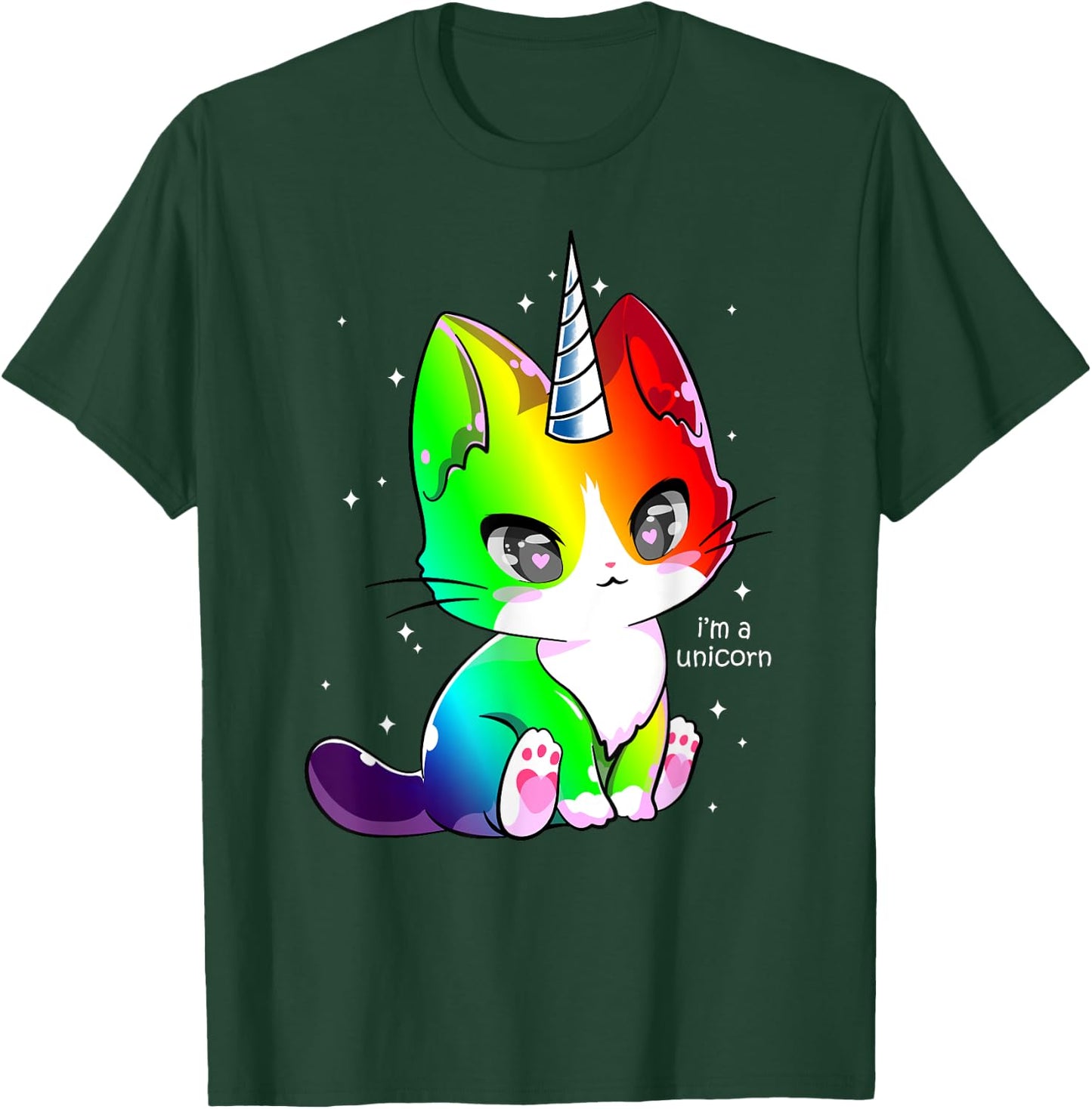 Caticorn Unicorn Cat Kittycorn Girls Women Rainbow Caticorn T-Shirt - T-Shirt | Forest