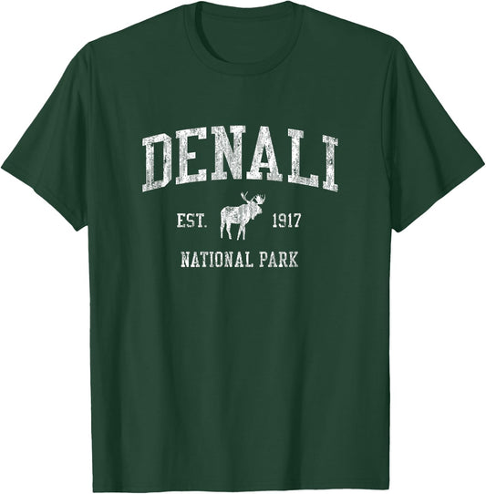 Denali Vintage National Park Sports Design T-Shirt - T-Shirt | Forest