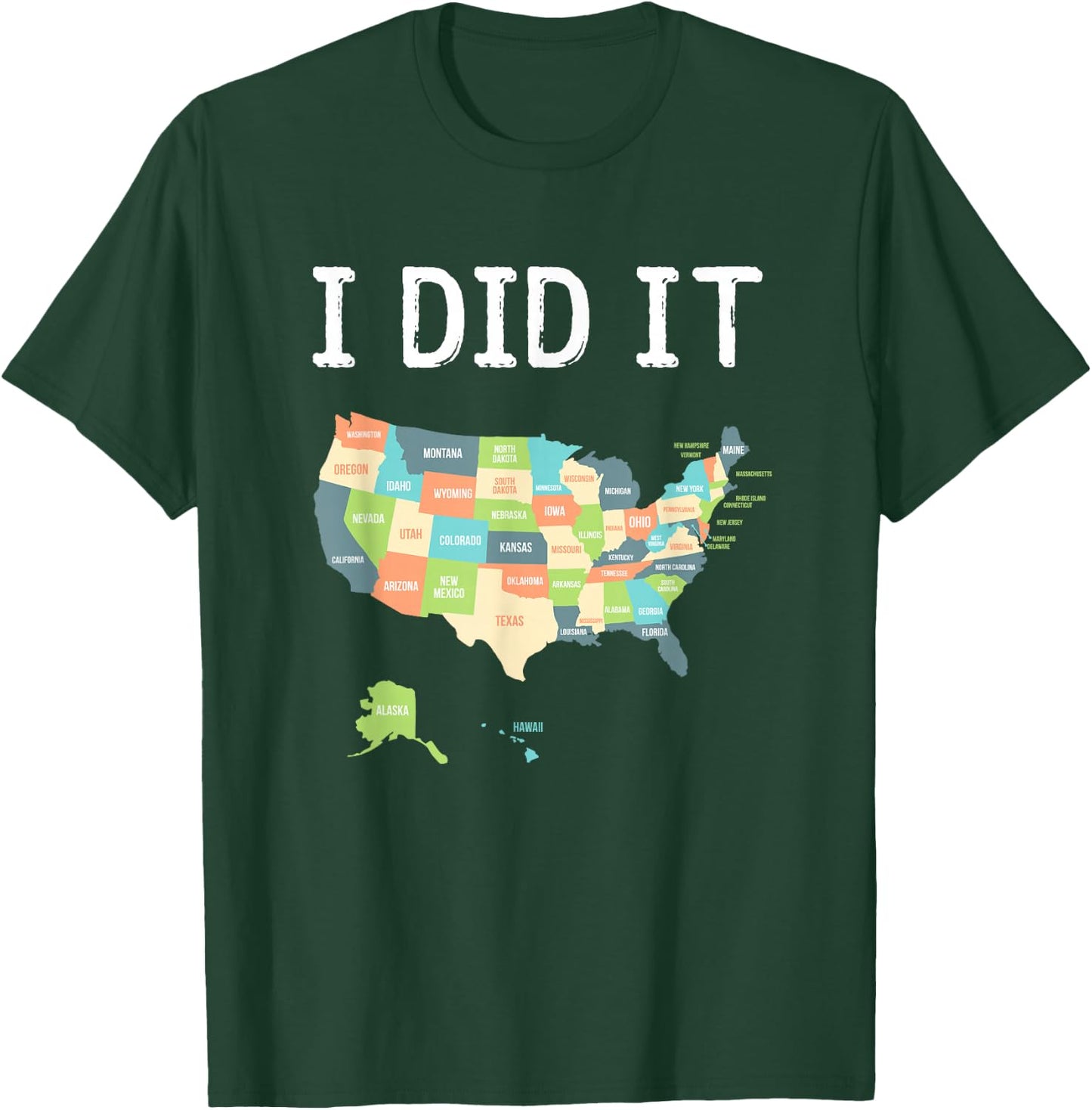 Visited All 50 States Gift, USA map Gift T-Shirt - T-Shirt | Forest