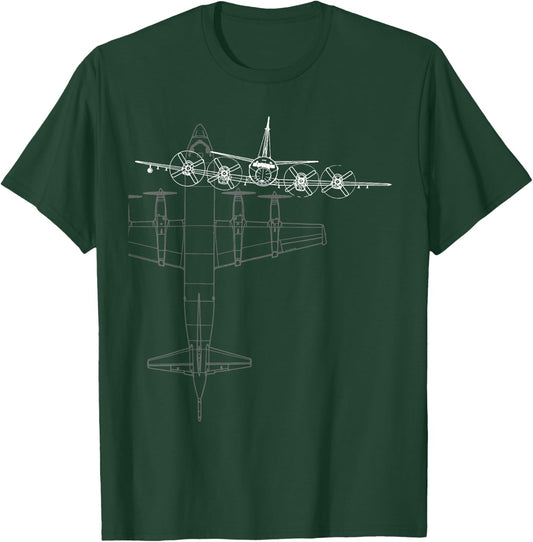 P-3 Orion Airplane Line Art T-Shirt - T-Shirt | Forest