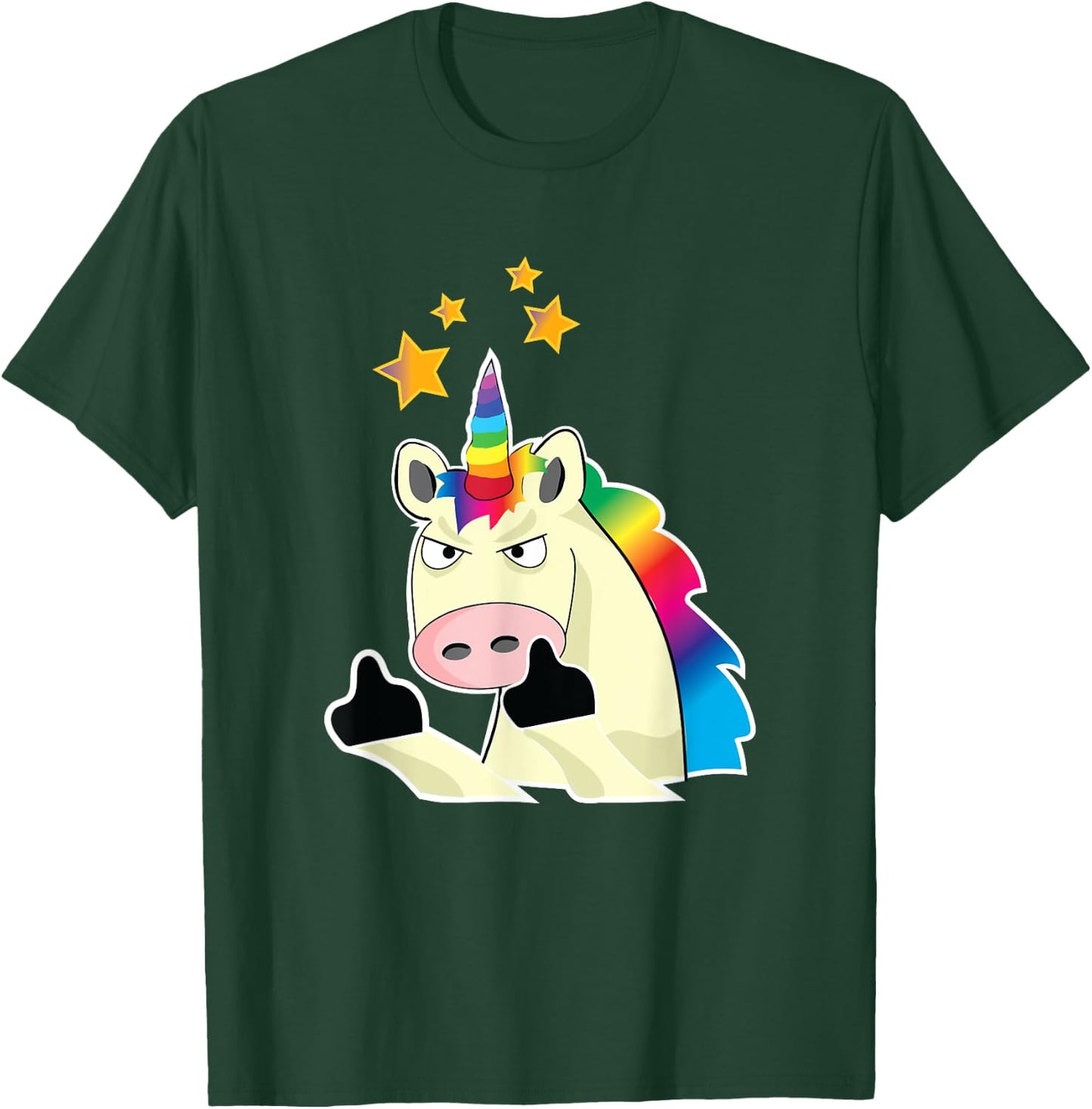 Hilarious Angry Unicorn Flipping you off T-Shirt - T-Shirt | Forest