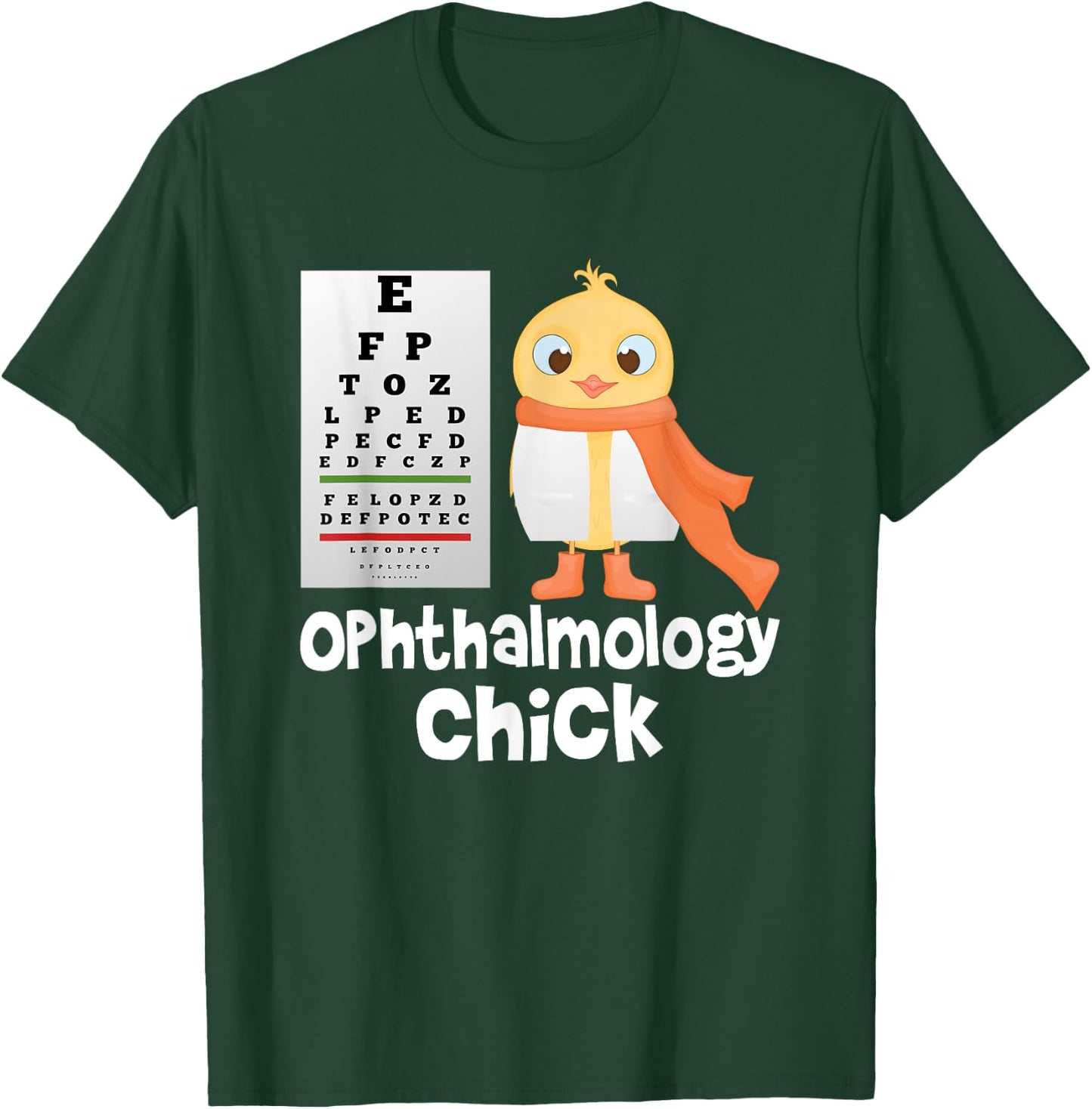 Eye Chart Cute Ophthalmology Optician Chick T-Shirt - T-Shirt | Forest