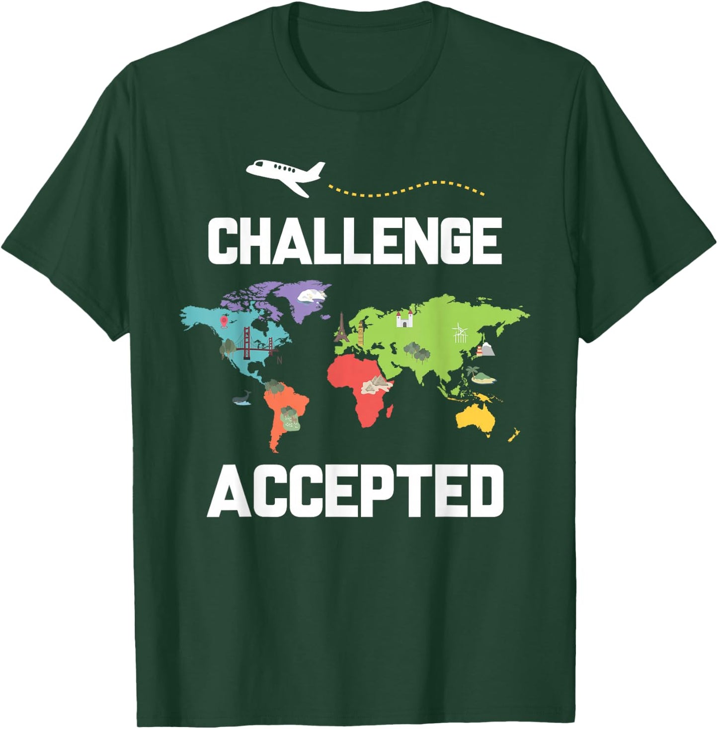 World Map Challenge Travellers T-Shirt - T-Shirt | Forest