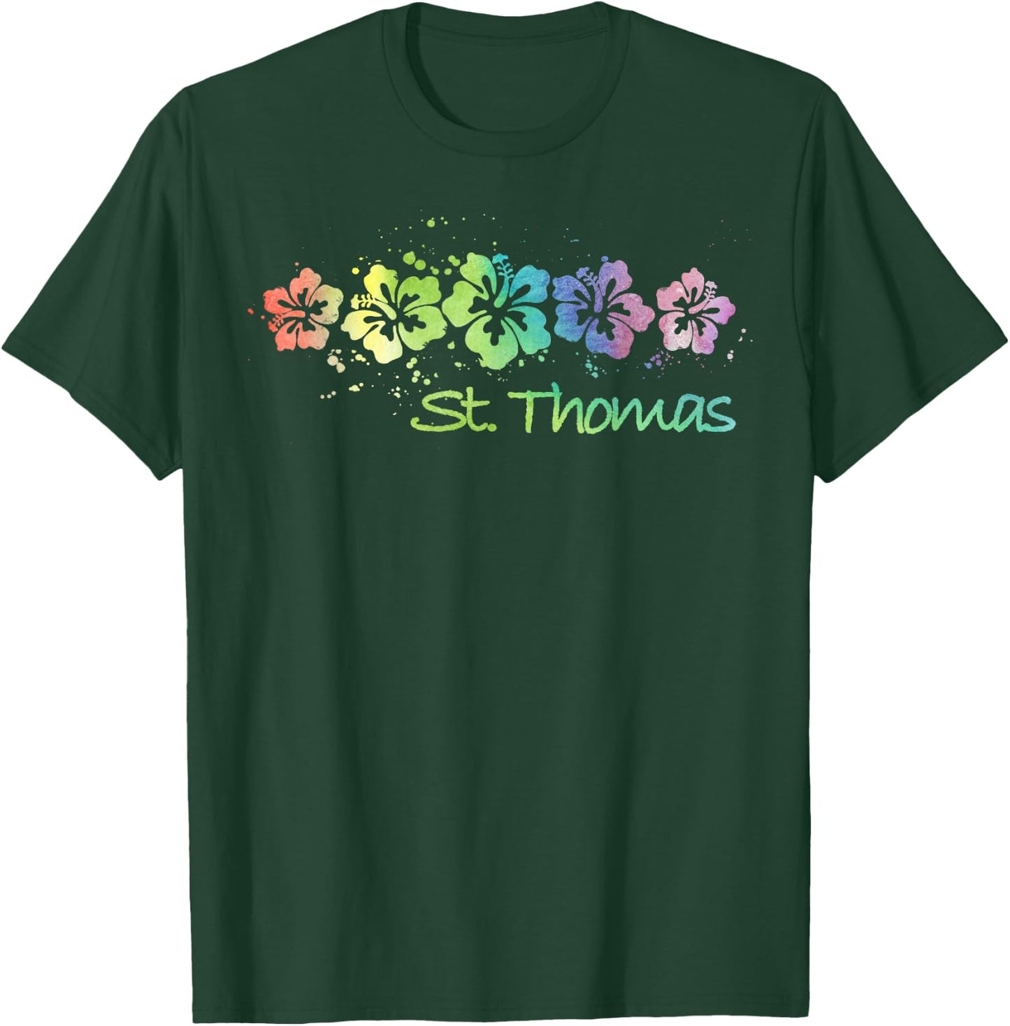 St Thomas Watercolour Beach Travel Surf T-Shirt - T-Shirt | Forest