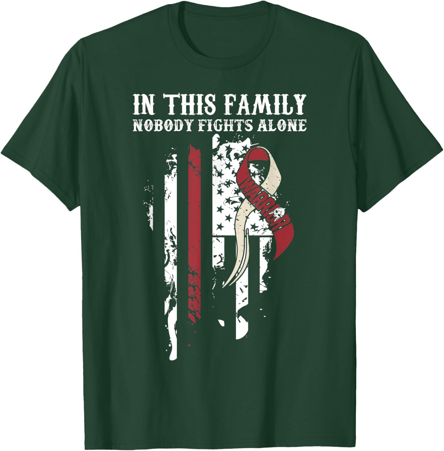 Nobody Alone- Throat Cancer Awareness Support Ribbon T-Shirt - T-Shirt | Forest